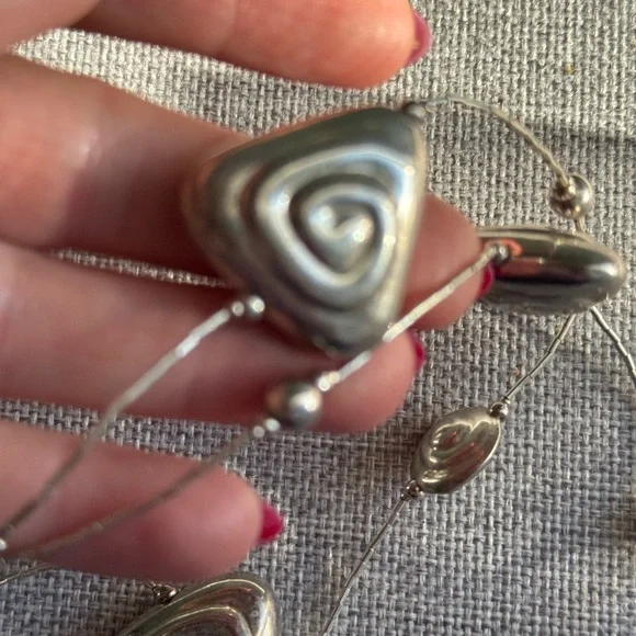 Elegant Vintage Sterling Silver Swirl Necklace